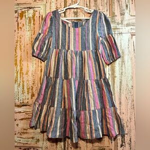 Bonnie Jean Multicolor Striped Kids Dress